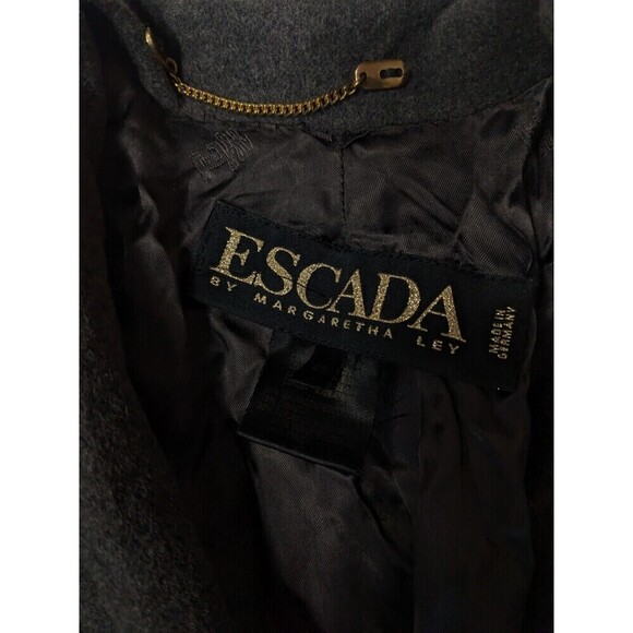 Escada Margaretha Ley Vintage L 42 Womens Gray Wool Cashmere Buttons Coat N14 - Picture 4 of 5